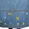 (L/XL) Vintage Blue Jean Skirt w/ African Ghana Adinkra Symbols on Base - Image 4