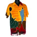 (L)Men Colorful Collar Shirt w/Traditinal People & Fringes Ends - Image 2