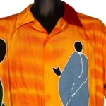 (L)Men Colorful Collar Shirt w/Traditinal People & Fringes Ends - Image 3