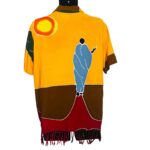 (L)Men Colorful Collar Shirt w/Traditinal People & Fringes Ends - Image 5