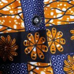 (3XL/4XL)Burnt Orange & Blue Squares African Print Collar Shirt - Image 3