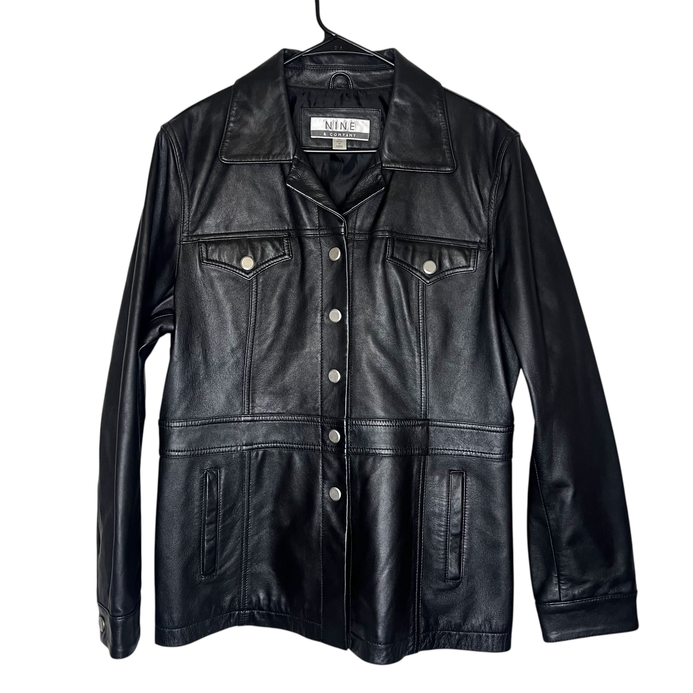 (L/XL) 90s Vintage 100% Leather Women Black Jacket