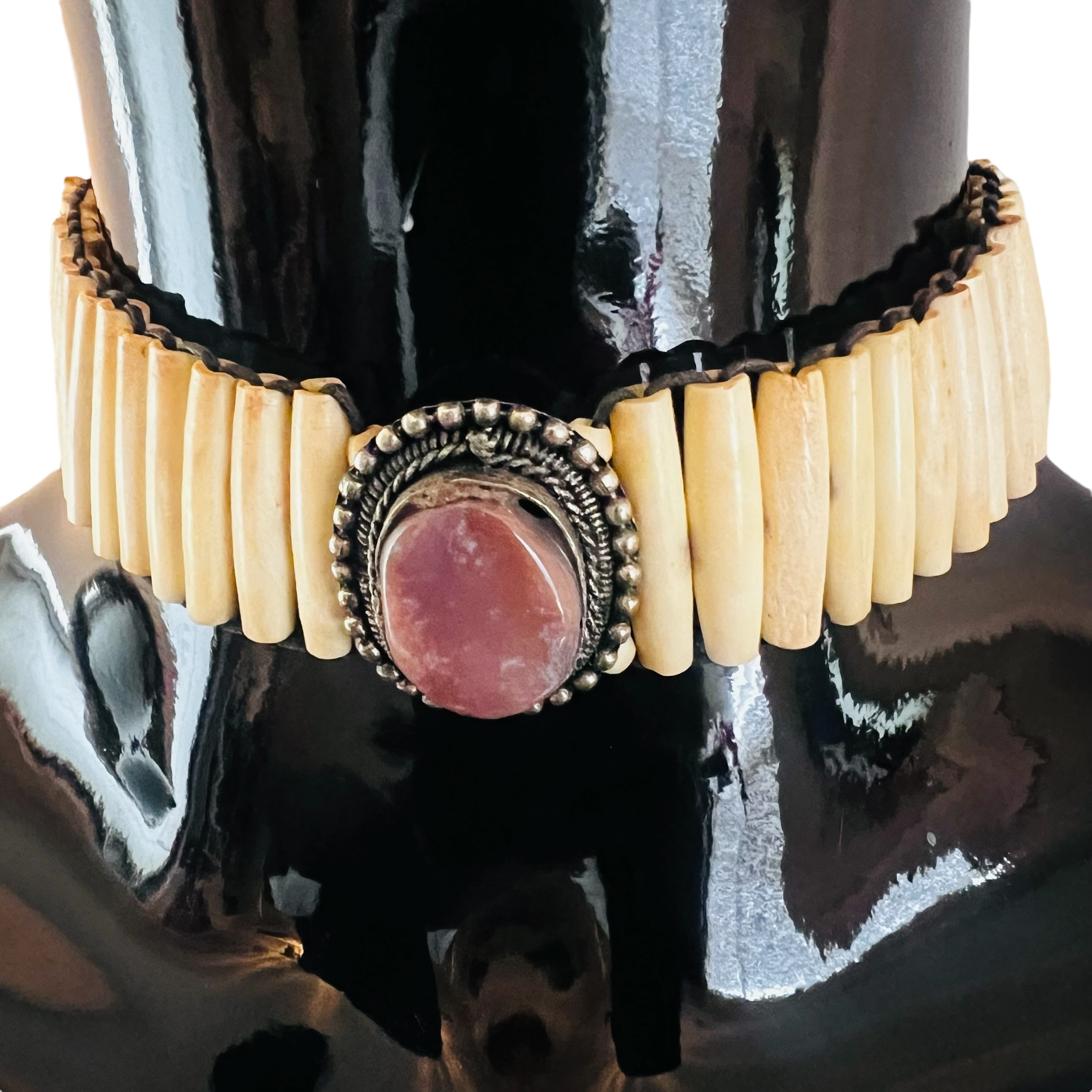 Plum Stone Women Beige Beaded Chocker/ Necklace