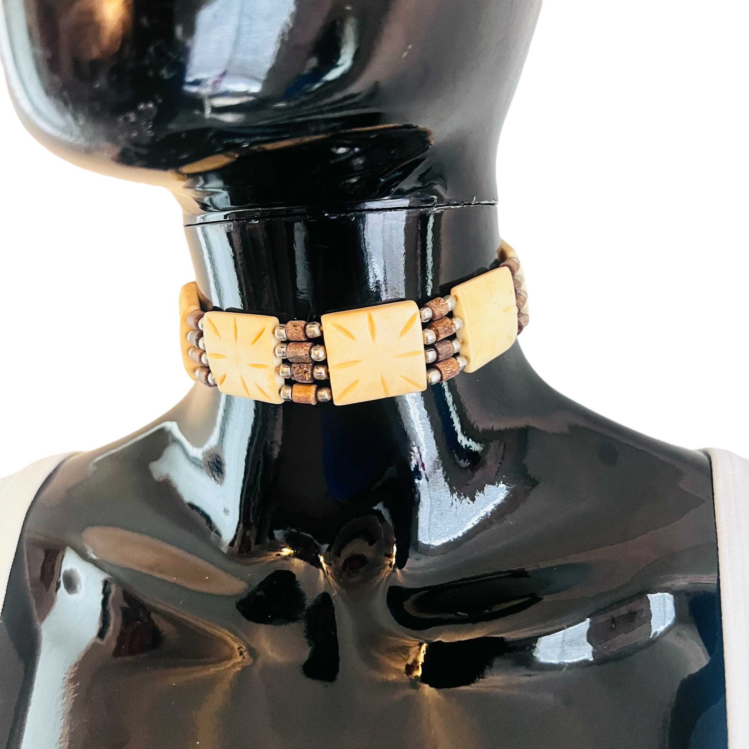 Beige & Brown Squared Women Chocker/ Necklace