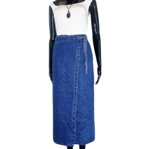 (XL) Blue Jeans Long Women Vintage Wrapper/ Skirt
