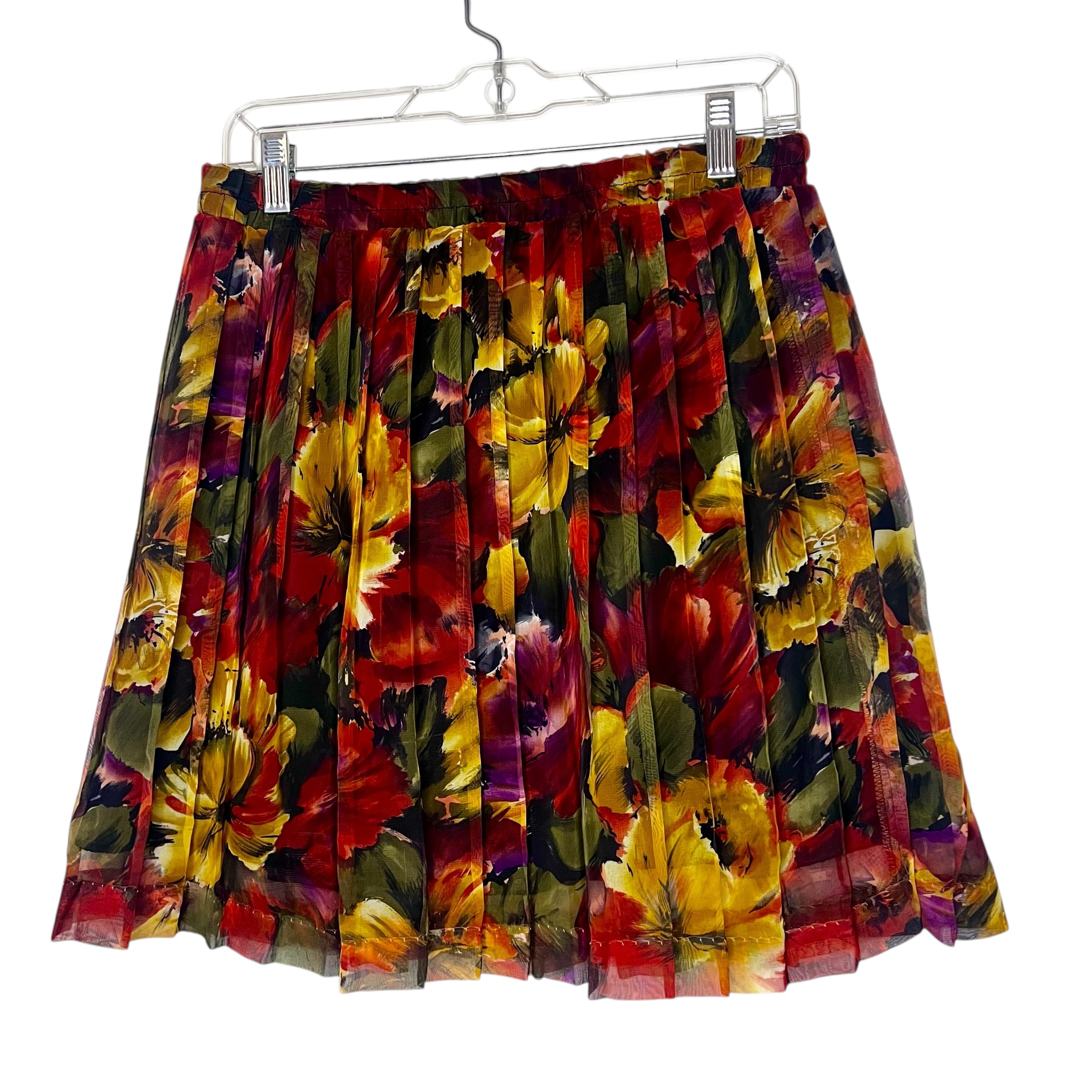 (Large) Floral Multicolor, Vintage Short Flare Skirt