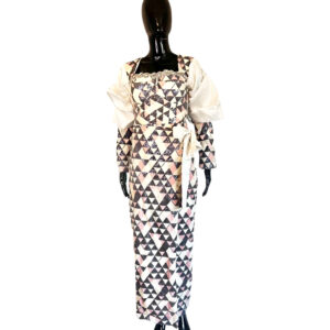 (Small) African Nigerian Style Women Fully Sequence Pink, Gray, & Ivory Wrapper Dress