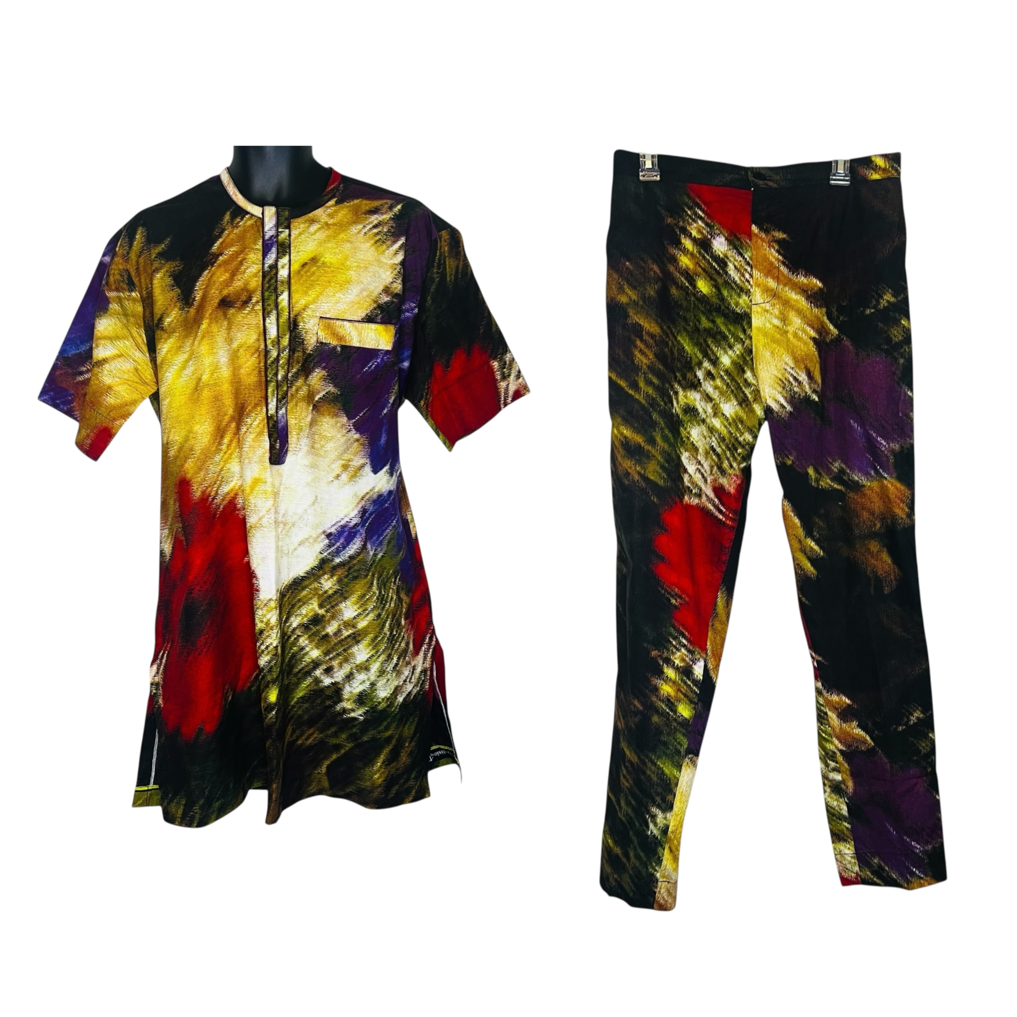 Multicolor Nigerian Senator Style Men, Two Piece, Top & Pants