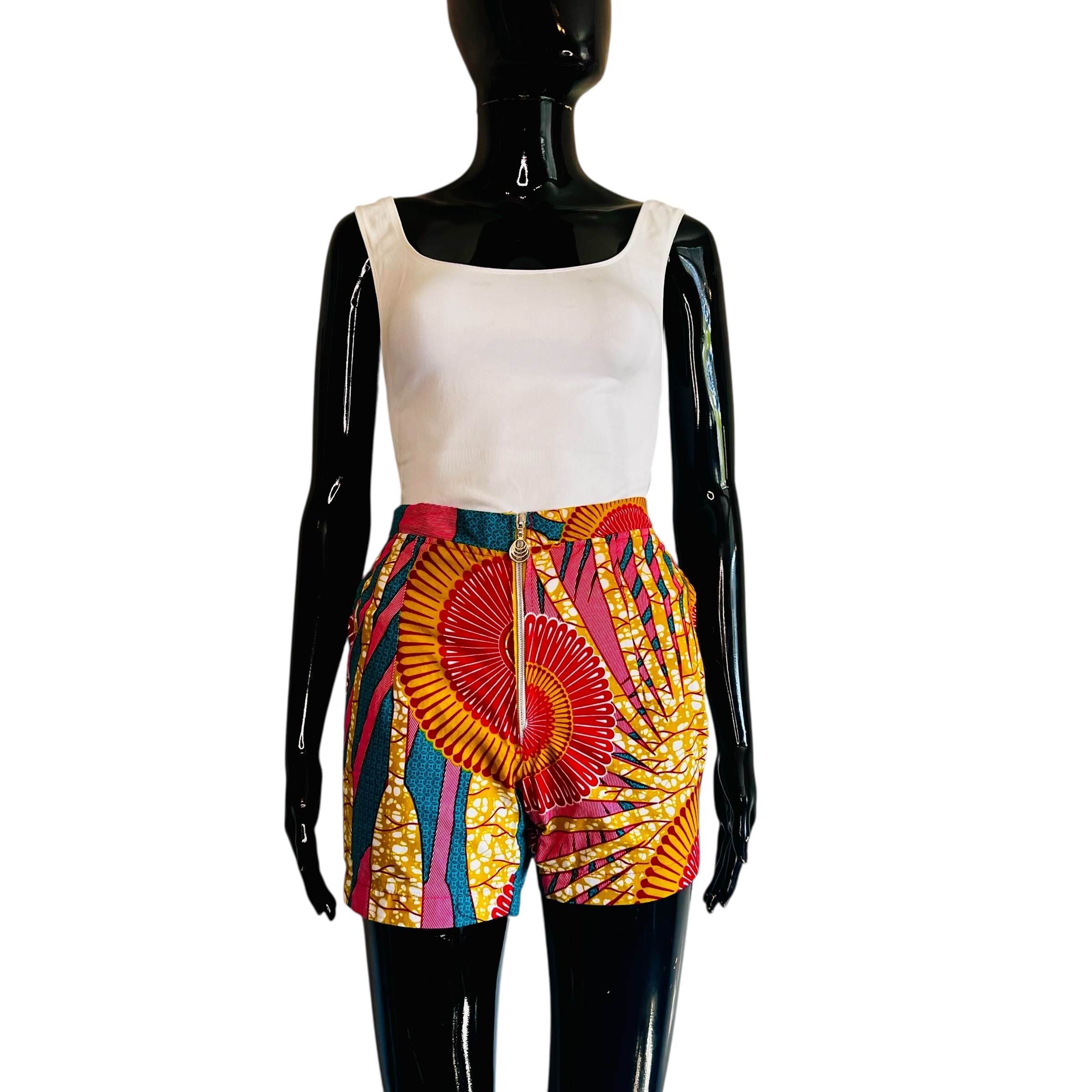 (Medium) African Print Women Multicolored Shorts