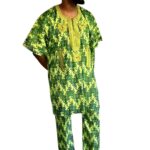 (2XL) African Nigerian Print Men Agbada Two Piece Kaftan/ Shirt & Pants - Image 2