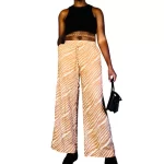 (Large) Brown & Beige Zebra Print Wide Leg Pants