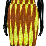 (Medium) Orange & Lime Green African Print Women Short Skirt - Image 4