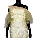(M/S)African Nigerian Lace Women Form Fitting Long Yellow Formal Gown/Dress - Image 3