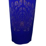(Large) African Royal Blue Kaftan Fully Embroidered Fitted Long Dress - Image 4
