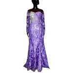 (M/S)African Nigerian Women Form Fitting Lavender Purple Long Flowing Dress