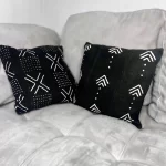 Authentic Mud Cloth, Black & Ivory Throw Pillows ￼