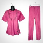 (Large) African Pink Nigerian Senator Style Men Two Piece Top & Pants