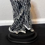 Vintage 90s Ebony Couple Figurine with Tribal Print Mud Cloth Style Painting - Image 4