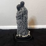 Vintage 90s Ebony Couple Figurine with Tribal Print Mud Cloth Style Painting - Image 6
