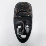 Miniature African Wooden Brownish Black Carving Mask Home Decor - Image 2