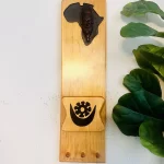 Wooden Brown African Ghana Symbol & Mini Statue Mail & Key Holder Home Decor