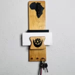 Wooden Brown African Ghana Symbol & Mini Statue Mail & Key Holder Home Decor - Image 6