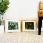 Green African Print Framed Wall Home Decor (Two Pictures)