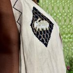 (L/XL) Beige Women African Vest w/ Fringe Trim and Bead & Shell Embroidery - Image 5