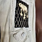 (L/XL) Beige Women African Vest w/ Fringe Trim and Bead & Shell Embroidery - Image 7
