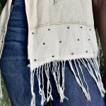 (L/XL) Beige Women African Vest w/ Fringe Trim and Bead & Shell Embroidery - Image 8