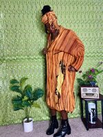 (One Size) African Women Burnt Orange Three Piece Scarf, Dress, & Cardigan - Image 7