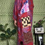 (One Size) African Red & Purple Tye Dye Women Authentic Mud Cloth Long Dress - Image 5