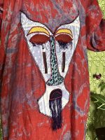 (One Size) African Red & Purple Tye Dye Women Authentic Mud Cloth Long Dress - Image 6