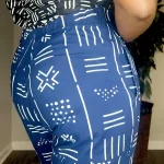 All of Africa Women Dark Blue & White Mudcloth Design Bell Bottom High Waist Pants - Image 4