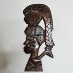 African Man Hold Basket of Fish Brown Wooden Wall Decor (2).