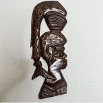 African Man Hold Basket of Fish Brown Wooden Wall Decor (1).