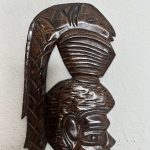 African Man Hold Basket of Fish Brown Wooden Wall Decor (1). - Image 2