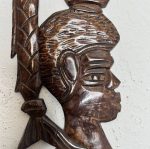 African Man Hold Basket of Fish Brown Wooden Wall Decor (1). - Image 3