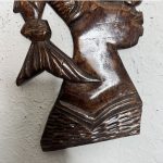 African Man Hold Basket of Fish Brown Wooden Wall Decor (1). - Image 4