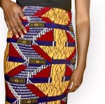 (2XL) African Print Women Red Yellow & Black Skirt with Stretch at the Back - Image 3