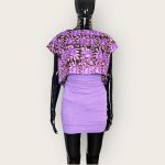 African Tye Dye Print Purple Women Crop Top