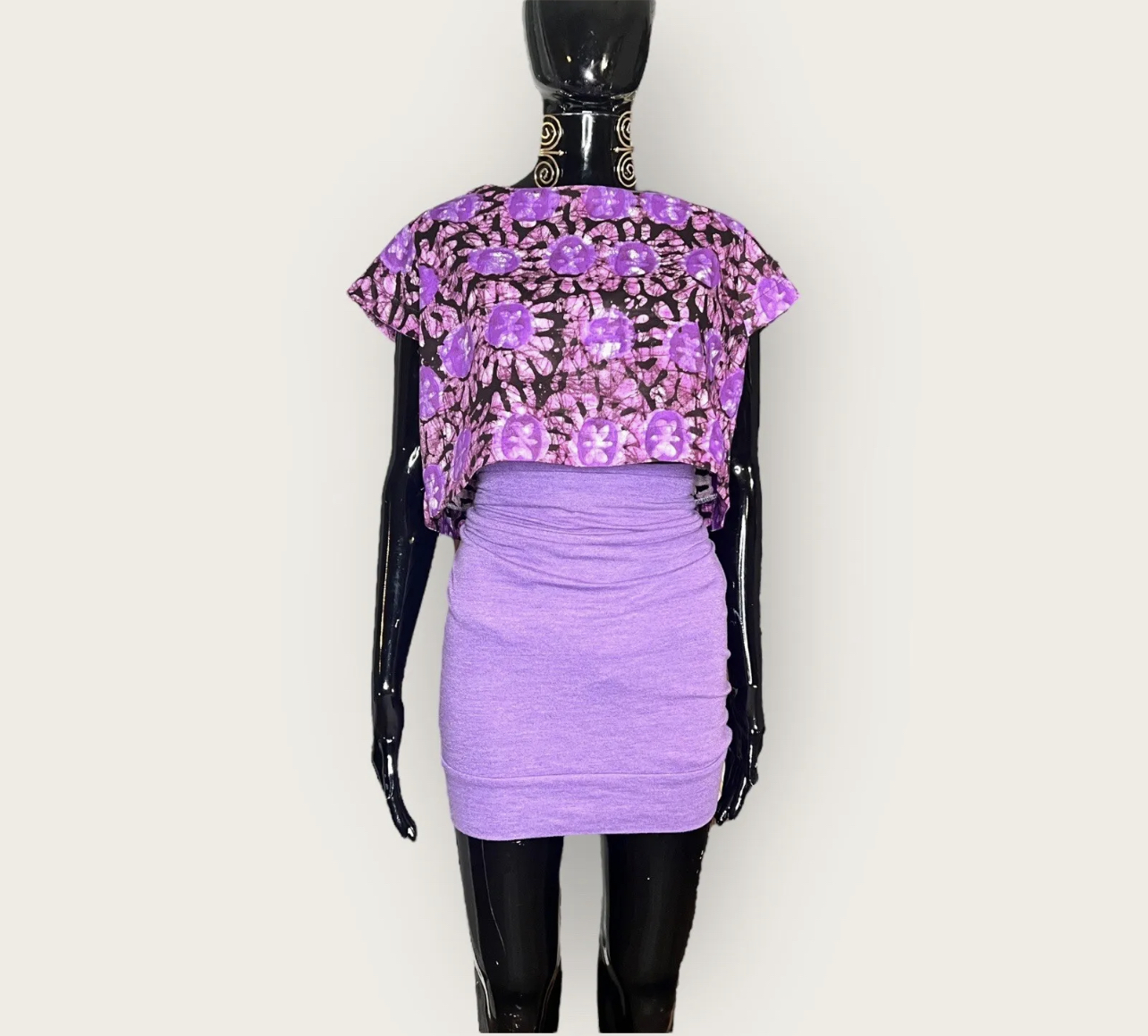 IMG_2195.jpeg African Tye Dye Print Purple Women Crop Top - Image 1
