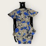 Blue and Brown Women Two Piece Ankara Print Blouse and Skirt - Image 2