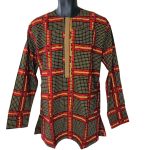 (Medium) Red and Yellow African/ Nigerian Short Sleeve Senator Men Checker Shirt (4).