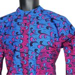 (Medium) Pink and Blue Ankara Print African Men Top/ Shirt - Image 3