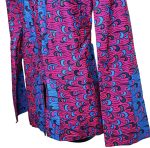 (Medium) Pink and Blue Ankara Print African Men Top/ Shirt - Image 5