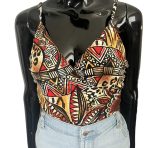 (Medium) African Print Spaghetti Strap Multi Color Women Blouse/ Bikini Top.. - Image 2