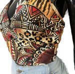 (Medium) African Print Spaghetti Strap Multi Color Women Blouse/ Bikini Top.. - Image 3