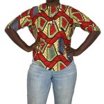 Red African Print Mid- Sleeve Women Blouse - Image 3