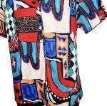(XL) Multi- Color Men Bowling Style Abstract Print Collar Shirt - Image 6